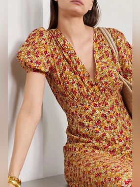 FAITHFULL THE BRAND Bellavista floral-print crepe midi dress size 6/M new